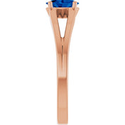 14K Rose Natural Blue Sapphire Youth Solitaire Ring