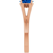 14K Rose Natural Blue Sapphire Youth Solitaire Ring