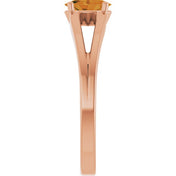 14K Rose Natural Citrine Youth Solitaire Ring