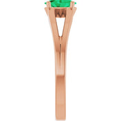 14K Rose Lab-Grown Emerald Youth Solitaire Ring