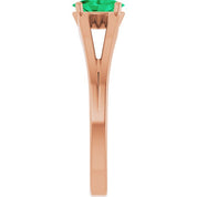 14K Rose Lab-Grown Emerald Youth Solitaire Ring