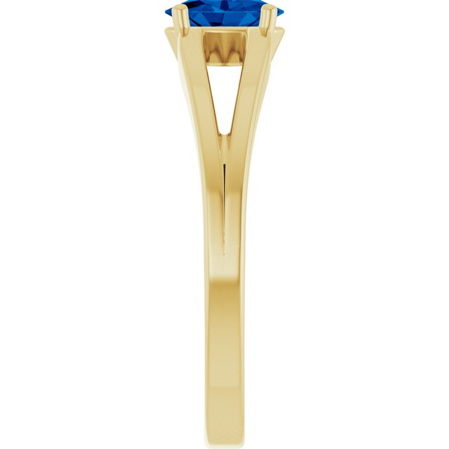 14K Yellow Natural Blue Sapphire Youth Solitaire Ring