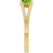 14K Yellow Natural Peridot Youth Solitaire Ring