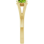 14K Yellow Natural Peridot Youth Solitaire Ring