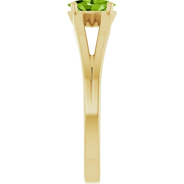 14K Yellow Natural Peridot Youth Solitaire Ring