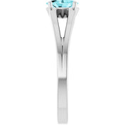 14K White Natural Blue Zircon Youth Solitaire Ring