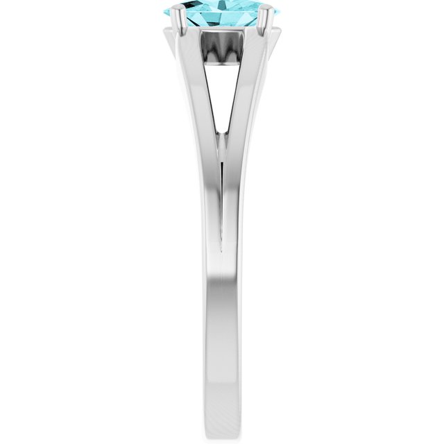 14K White Natural Blue Zircon Youth Solitaire Ring