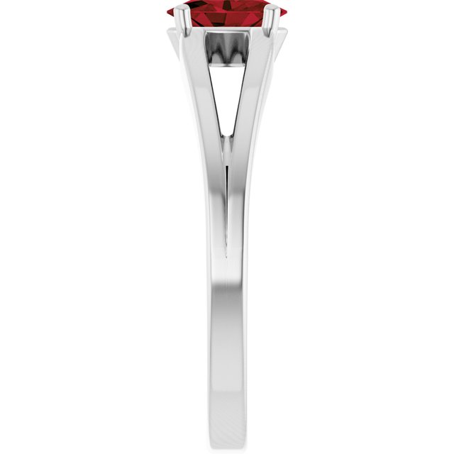 Platinum Natural Mozambique Garnet Youth Solitaire Ring