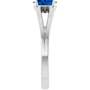 14K White Lab-Grown Blue Sapphire Youth Solitaire Ring