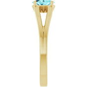 14K Yellow Natural Blue Zircon Youth Solitaire Ring