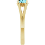 14K Yellow Natural Blue Zircon Youth Solitaire Ring