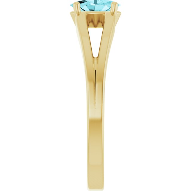 14K Yellow Natural Blue Zircon Youth Solitaire Ring