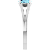 Platinum Natural Aquamarine Youth Solitaire Ring