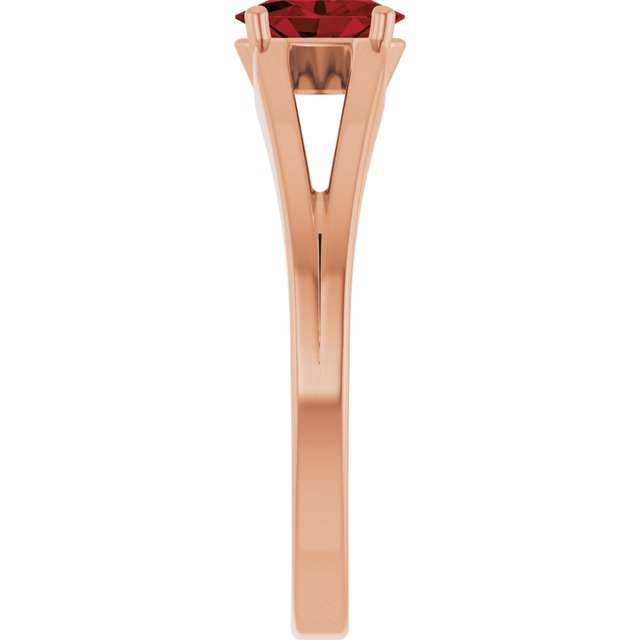14K Rose Natural Mozambique Garnet Youth Solitaire Ring
