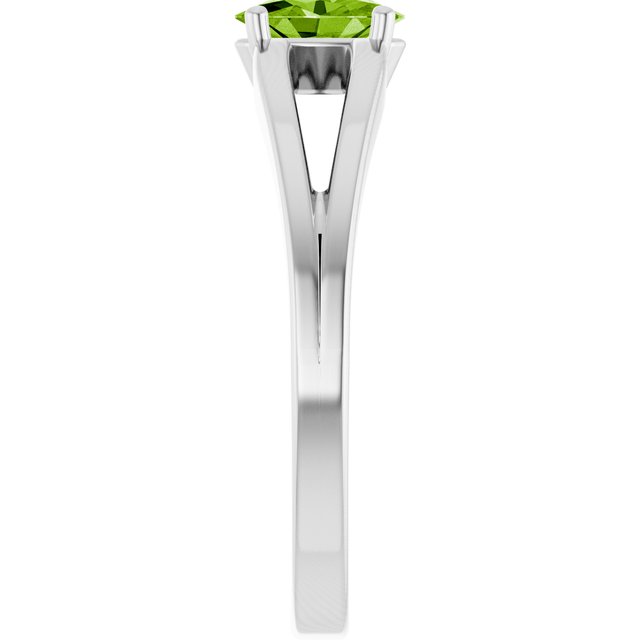 Platinum Natural Peridot Youth Solitaire Ring