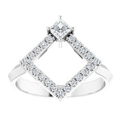 14K White Natural White Sapphire & 1/5 CTW Natural Diamond Geometric Ring