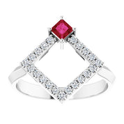 Sterling Silver Natural Ruby & 1/5 CTW Natural Diamond Geometric Ring