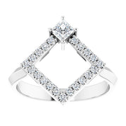 Platinum Natural White Sapphire & 1/5 CTW Natural Diamond Geometric Ring