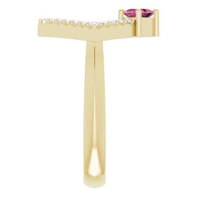 14K Yellow Natural Pink Tourmaline & 1/5 CTW Natural Diamond Geometric Ring