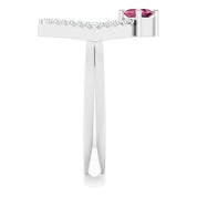 14K White Natural Pink Tourmaline & 1/5 CTW Natural Diamond Geometric Ring
