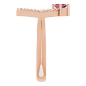 14K Rose Natural Pink Tourmaline & 1/5 CTW Natural Diamond Geometric Ring