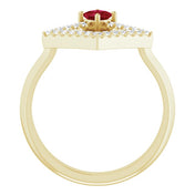 14K Yellow Natural Ruby & 1/5 CTW Natural Diamond Geometric Ring