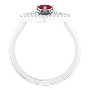 Sterling Silver Natural Ruby & 1/5 CTW Natural Diamond Geometric Ring