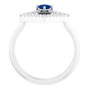 Sterling Silver Natural Sapphire & 1/5 CTW Natural Diamond Geometric Ring
