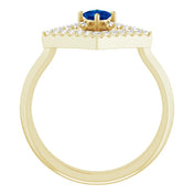 14K Yellow Natural Sapphire & 1/5 CTW Natural Diamond Geometric Ring