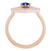 14K Rose Natural Sapphire & 1/5 CTW Natural Diamond Geometric Ring
