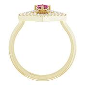 14K Yellow Natural Pink Tourmaline & 1/5 CTW Natural Diamond Geometric Ring