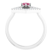 14K White Natural Pink Tourmaline & 1/5 CTW Natural Diamond Geometric Ring