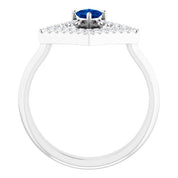 Platinum Natural Sapphire & 1/5 CTW Natural Diamond Geometric Ring