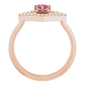 14K Rose Natural Pink Tourmaline & 1/5 CTW Natural Diamond Geometric Ring