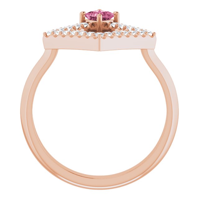 14K Rose Natural Pink Tourmaline & 1/5 CTW Natural Diamond Geometric Ring
