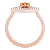 14K Rose Natural Citrine & 1/5 CTW Natural Diamond Geometric Ring