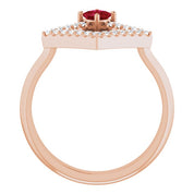 14K Rose Natural Ruby & 1/5 CTW Natural Diamond Geometric Ring