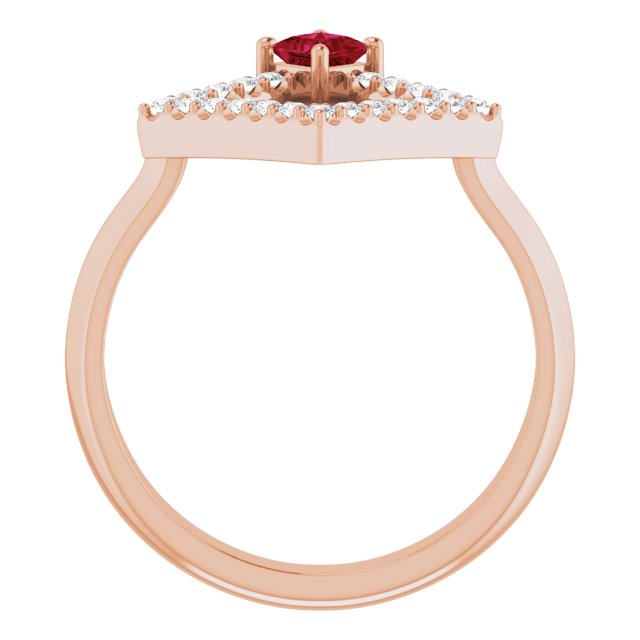 14K Rose Natural Ruby & 1/5 CTW Natural Diamond Geometric Ring