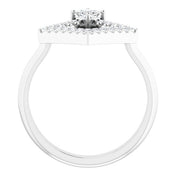 14K White Natural White Sapphire & 1/5 CTW Natural Diamond Geometric Ring