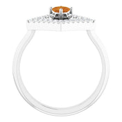 Platinum Natural Citrine & 1/5 CTW Natural Diamond Geometric Ring