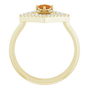 14K Yellow Natural Citrine & 1/5 CTW Natural Diamond Geometric Ring
