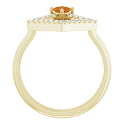 14K Yellow Natural Citrine & 1/5 CTW Natural Diamond Geometric Ring