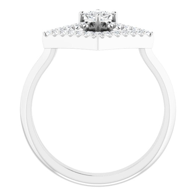 Platinum Natural White Sapphire & 1/5 CTW Natural Diamond Geometric Ring