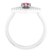 Sterling Silver Natural Pink Tourmaline & 1/5 CTW Natural Diamond Geometric Ring