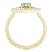 14K Yellow Natural Aquamarine & 1/5 CTW Natural Diamond Geometric Ring