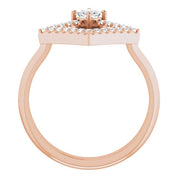 14K Rose Natural White Sapphire & 1/5 CTW Natural Diamond Geometric Ring