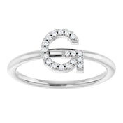Sterling Silver .06 CTW Natural Diamond Initial G Ring