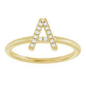 14K Yellow .06 CTW Natural Diamond Initial A Ring