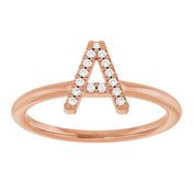 14K Rose .06 CTW Natural Diamond Initial A Ring
