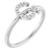 14K White .06 CTW Natural Diamond Initial G Ring